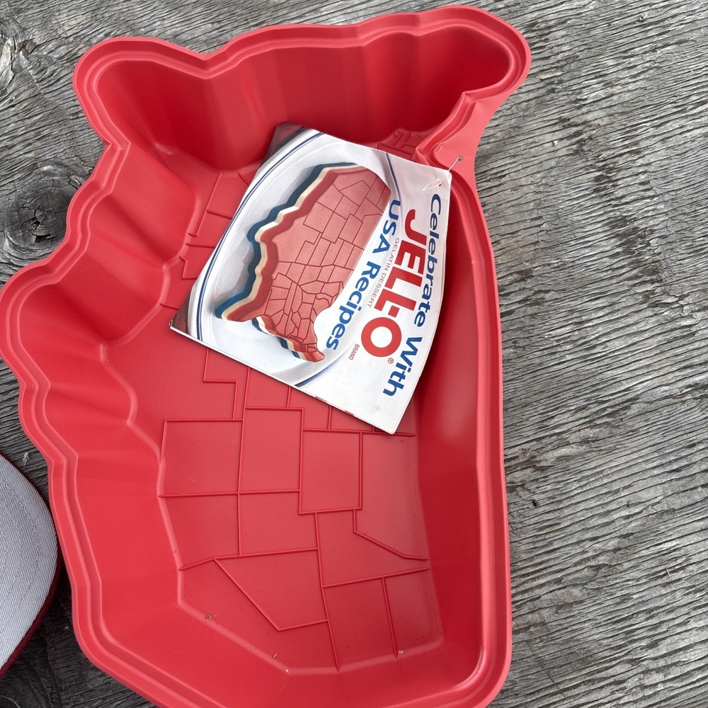 Vtg Jello Mold USA Map Of America 48 States Red 1996 Kraft Foods Plastic Mold